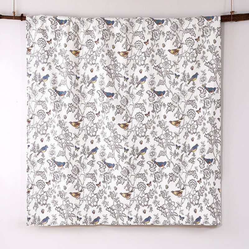 Levtex Home - Mockingbird Quilt Set - Full/Queen Quilt 88x92in. + Two Standard Pillow Shams 26x20in. - Grey Toile with Birds and Butterflies - Reversible - Cotton - Image 5